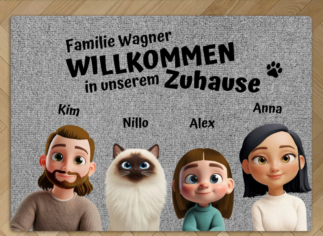 Personalisierte Fußmatte mit Tierfoto