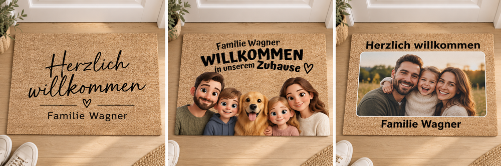 Fußmatte mit Foto und Text – Gestaltungsbeispiel